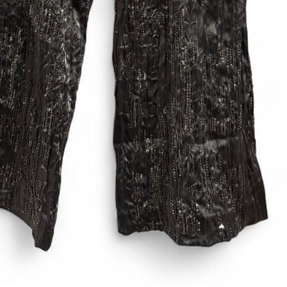 ZARA dark grey pleated sequin flared pants size L - Picture 2 of 4
